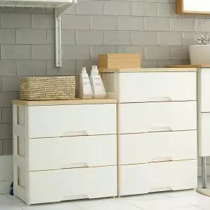 보노하우스 모던플러스 우드상판 서랍장 3단 플라스틱 수납 정리함