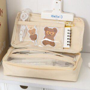 어나더뷰 대용량 캔버스 PVC 펜케이스 볼펜 필통 파우치 1835