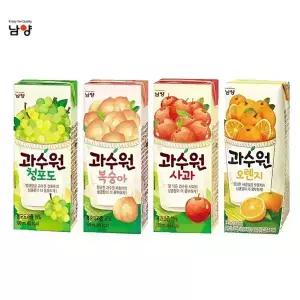 남양 과수원 190mlx96팩(4box) 4종 택1/사과/청포도/복숭아/오렌지/혼합가능/무료배송