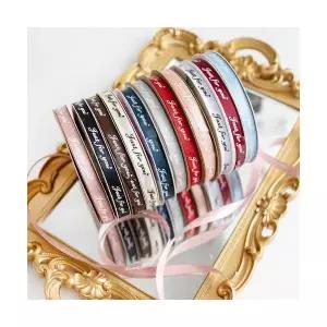 올씨 공단리본 10mm 영문 레터링 리본끈 포장끈 꽃다발끈