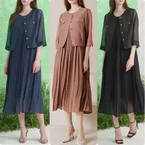 [택가99000원] G.모데나 썸머 쉬폰 플리츠 셋업 (자켓원피스)