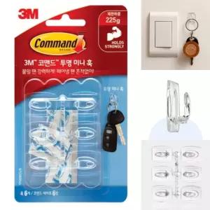 3M 후크 미니 벽 걸이 투명 훅 고리 접착 부착