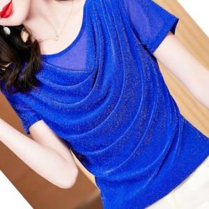 반짝이 요가 펄 라틴 라인 댄스복 반팔 줌바 스포츠 상의 빤짝 _ 10019EA