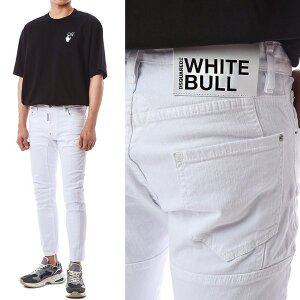 [디스퀘어드2]디스퀘어드 스페셜 로고 스트레치 화이트진_슬림바이커핏/74LB1002 100