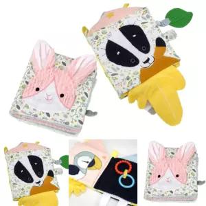 헝겊책 2종세트 촉감책 소리 치발기 오감발달 토끼 너구리 동물