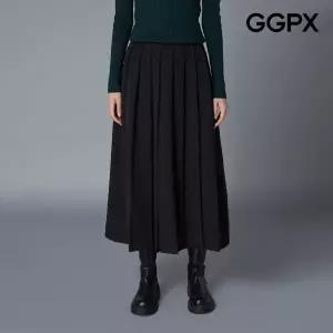 [GGPX] 클래식 백 밴딩 플리츠 롱 스커트 (GO8SK055F)
