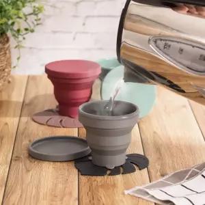 실리콘 파스텔 휴대용 접이식 미니 캠핑컵 210ml/주방/정리/공간/말랑한/3단/바닥손잡이/내구성/내열성