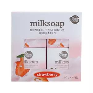 애경 샤워메이트 딸기 우유 비누 90g 4입/세안/미용/세면/샤워/세숫/손/목욕/화장/목욕탕/욕실/세안용/일반