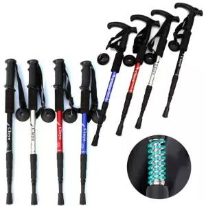 듀랄루민 등산스틱 일자형 T자형 지팡이 간편한 휴대성 4단 접이식