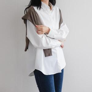 [기타]여자 루즈핏 롱 출근룩 데일리 컬러 긴팔 셔츠 남방