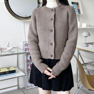 [리빌모아]여자 램무드 나그랑 니트 단추 가디건 DJW-CA-SCAT1015-브라운