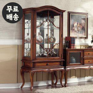 [벤티스가구]벨르 엔틱 장식장 원목 진열장 유리 장식장 양주장 술장 유리장 거실 가구 3단(700)