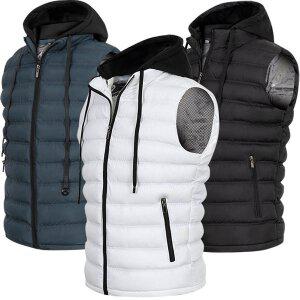 [디바옴므]고주파 발열 안감 후드 탈부착 경량패딩 집업 조끼 골프