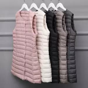 여성 오리털 경량 롱패딩 조끼 덕다운 봄자켓 간절기자켓