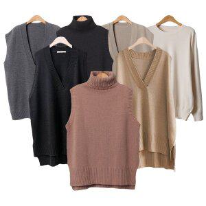 [아이우먼]빅사이즈 니트 조끼 터들폴라 캐시미어 베스트 티셔츠