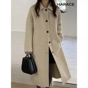 [하프클럽/](울100％)싱글 버튼 핸드메이드 코트_YMSH24FW643