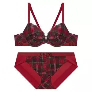 [게스언더웨어](강남점)홀리데이 레이스 체크나염 브라+팬티세트(GBWBRB12/BPB12RD)