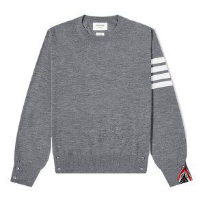 [톰브라운] 파인 메리노 울 4바 크루넥 풀오버 미디엄 그레이 MKA002A 00014 038