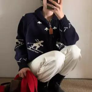 크리스마스 카라 스키 코위찬 노르딕 집업 포켓 울 니트 가디건 가을 겨울 데일리 데이트