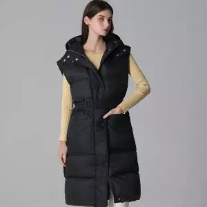 [하프클럽/르오트]추위끄떡없는 후드 벨티드 1815 패딩 롱베스트