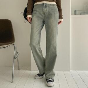 [시크릿라벨] [승마살커버] 워싱 세미부츠컷 데님 팬츠