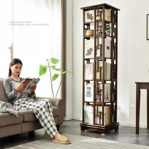 책장 공부방 회전형 인테리어 서재 수납장 브라운 원목 사무실 6단 책장