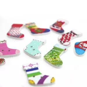 나무단추_성탄양말 /다용도단추/DIY/모양/컬러/꾸미기/만들기/팬시/엔틱/공예/미술/놀이/어린이집/유치원