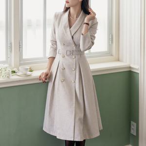 [시크라인] (~XXL까지) 크리뮤 숄카라 트위드 원피스 봄 가을 오피스룩 하객룩 데이트룩 모임룩 빅사이즈