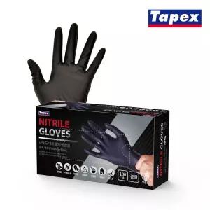 테이팩스 니트릴장갑 블랙(중)-100매/니트닐/니트랄/니트럴/고무/주방/위생/요리/셰프/일회용/작업