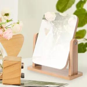 우드 회전 탁상 화장 거울/인테리어/스텐드/책상/사무실/메이크업/탁자/여행용/화장용/수정용/심플/가정용