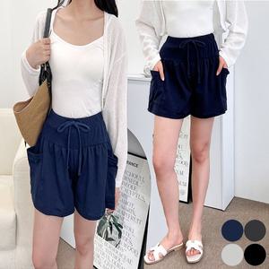여자 여름 A라인 짧은 반바지 3부 밴딩 휴양지 팬츠