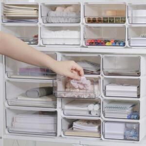 코멧 홈 투명창 서랍 다용도 펜트리 정리함, 화이트, 중형, 2개 one option