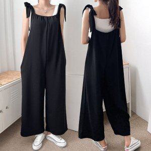 [기타]여성 봄 4컬러 러블리 리본 점프수트 무지 멜빵바지 점프슈트  -JS0011S- 빅사이즈 루즈핏