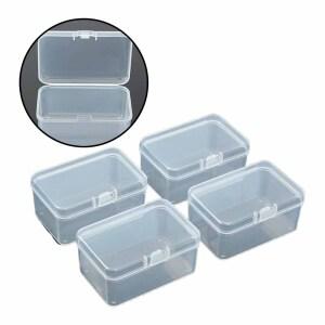 플라스틱 반투명 부품 케이스 4p 통 배터리 사각 건전지 보관 네일 파츠 비즈 수납 소품