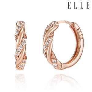 [엘르주얼리] 14K GF 물결 큐빅 원터치 귀걸이 ELGPEE395