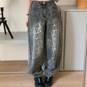 [신세계라이브쇼핑][옷자락] 여자 스트릿 레오파드 와이드벌룬 투웨이 버튼 면바지