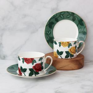 한국도자기 본차이나 벨벳로즈 레드 옐로우 커피잔세트 2(4)PCS