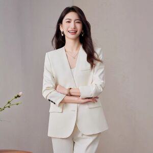 여성 노칼라 정장 코트 춘추 아나운서 세트 작업복 D086 OP1