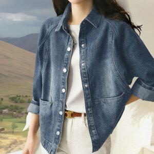 간절기 여성 박시핏 데님자켓 내추럴워싱 청자켓 체형커버 55~77용