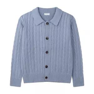 남자 베이직 카라 케이블 꽈배기 니트 가디건 GN5-CA-Q006-소라