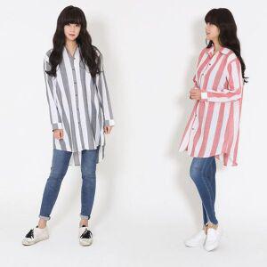 [기타]페니다 굵은줄 스트라이프 박스롱 마남방 SD-200406 마셔츠