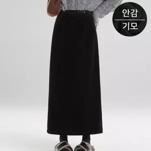 [퀸이즈][퀸이즈] [77까지]데네 벨벳 밴딩 뒷트임 기모 롱스커트