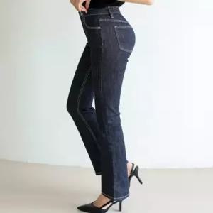 여성 스판 화이트 스티치 논페이드 부츠컷 데님팬츠 생지 청바지