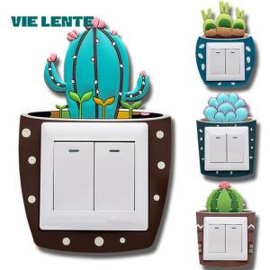 3D 빛나는 스위치 라이트 스티커 실리콘 벽 야생화 식물 보호 커버 야간 소켓 홈 인테리어