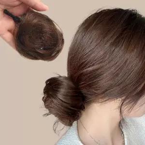 [언니네 가발] 똥머리 집게핀 가발(생머리) (라이트브라운)