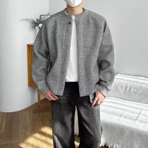 남자 오버핏 AME 크롭 나그랑 니트 가디건 4color