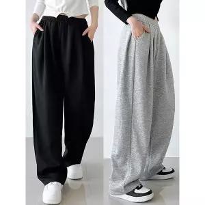[하프클럽/]3턱 와이드 팬츠 봄 여름 트레이닝바지 앞주름 밴딩허리 핀턱 데
