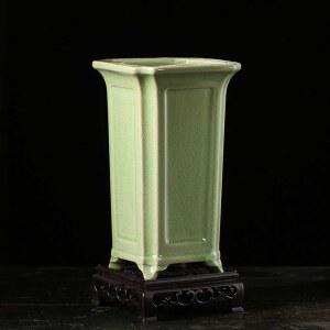 난화분 꽃병 개업선물 그린 난초 도자기 크랙 베이스 동양란 아이스크래킹