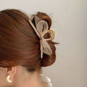 퍼집게핀 리본 베이직 쉬폰 포인트 여자 올데이 헤어악세사리