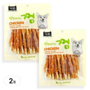 백년애 고기가 2배 이상 말린 오래먹는 개껌 강아지 간식 껌 치석 제거 2개 묶음 1세트